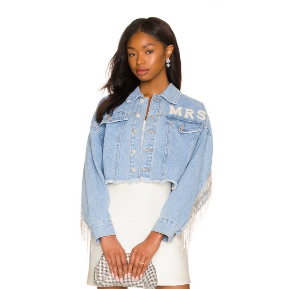 Bridal Revolve Rhinestone Fringe Mrs Denim Jacket Central Park West Bachelorette